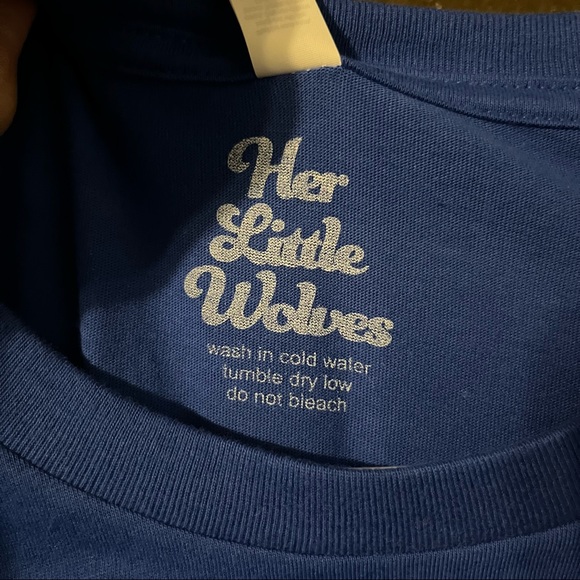 Blue Short Sleeve Tee with Pink ‘Badass Motha’ by Her Little Wolves, Size Small - Picture 4 of 5